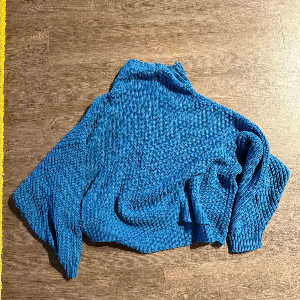 Free People Bright Blue High Neck Sweater Size M